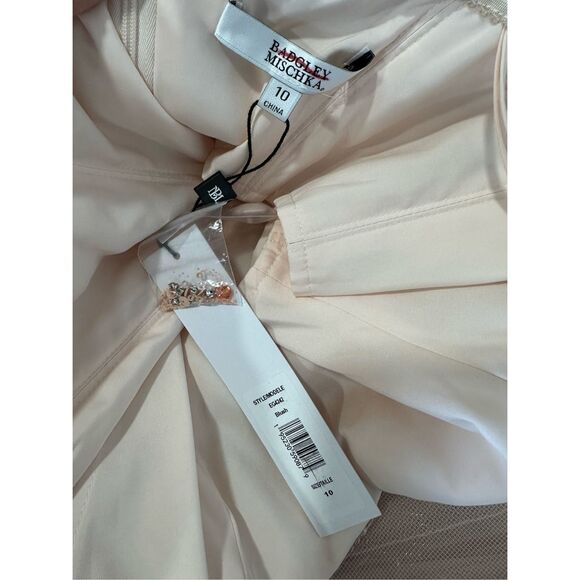 NWT Badgley Mischka Feather Fan Mermaid Gown in Blush Size 10 $990 - Picture 9 of 9
